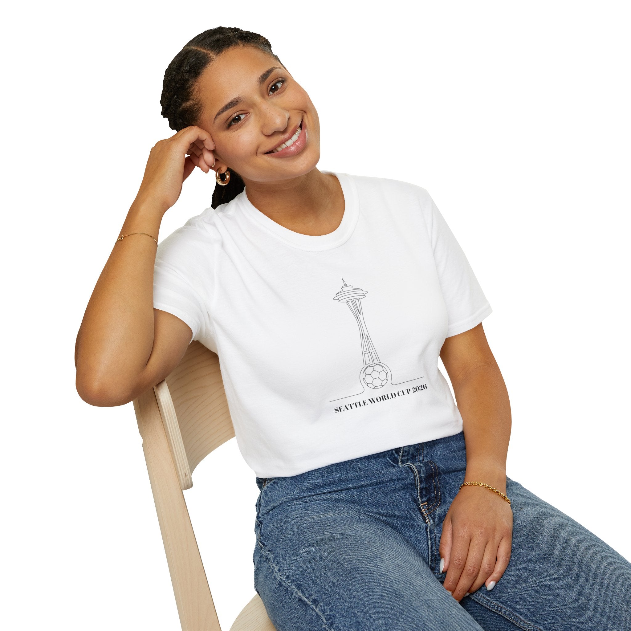 Seattle Space Needle Sketch T-Shirt — Minimalist 'Seattle World Cup 2026' Souvenir Tee