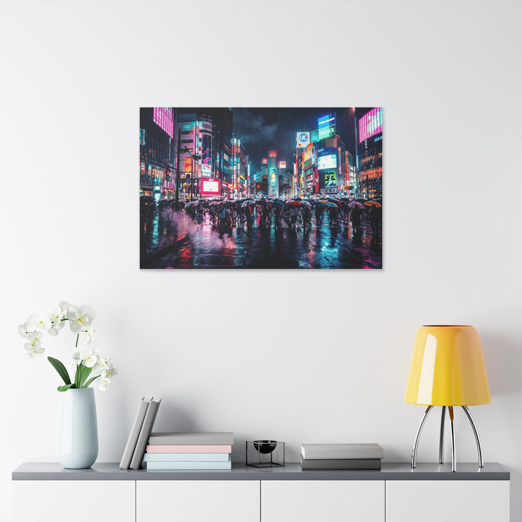 Tokyo Neon City Rainscape Canvas