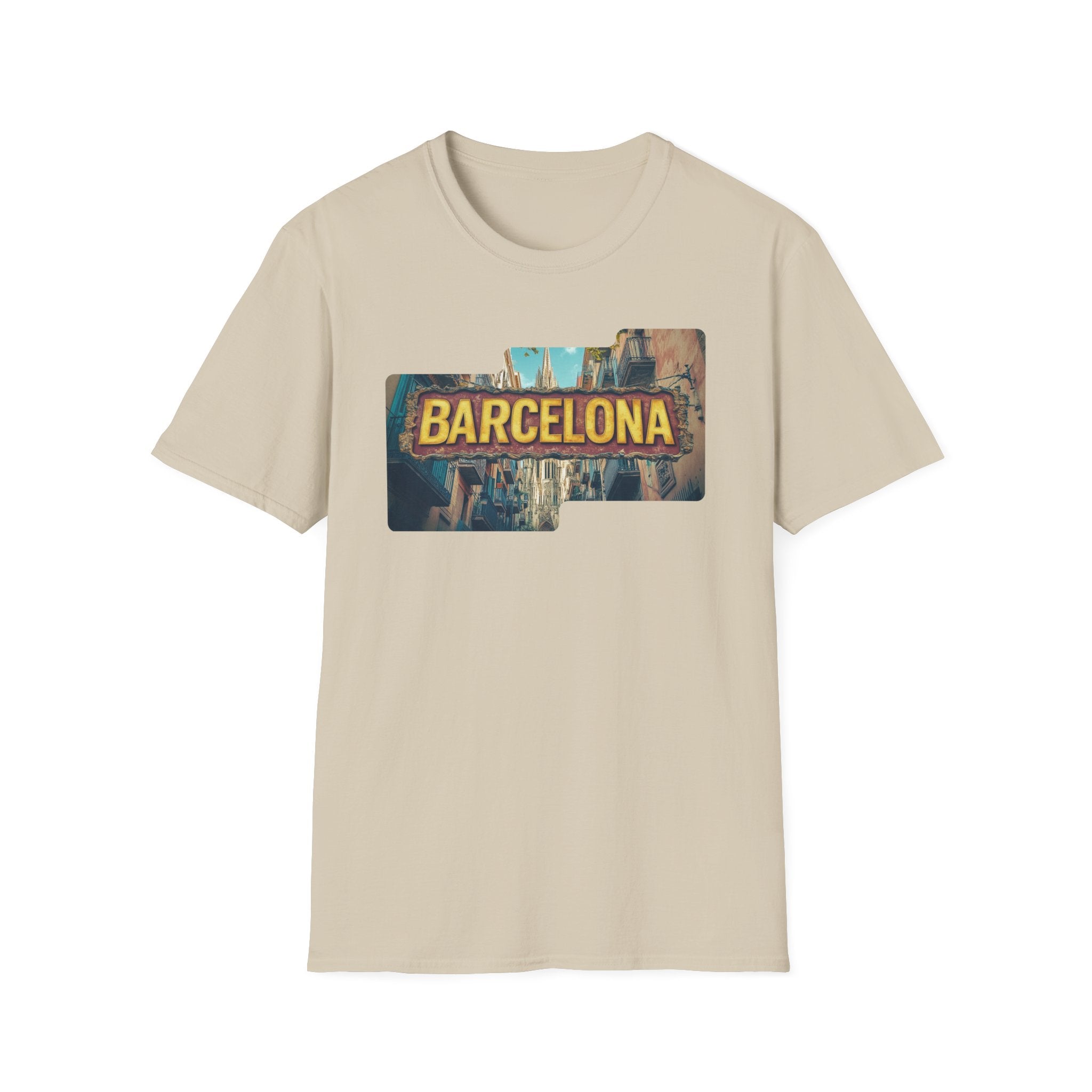 Barcelona Cityscape T-Shirt | Vintage Sign Travel Tee