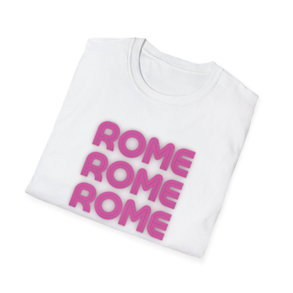 Rome Rome Rome T-Shirt | Pink Retro Text Tee