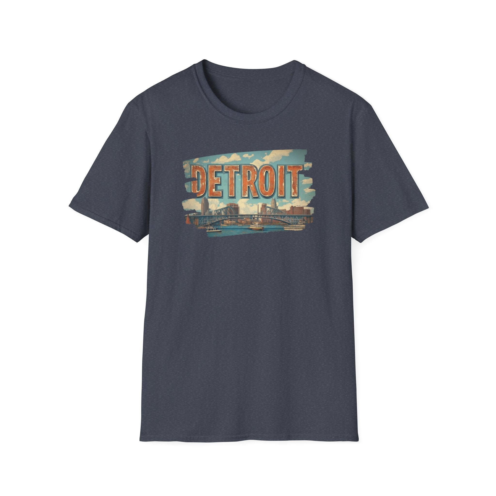 Detroit Skyline Brushstroke T-Shirt | Vintage Motor City Typography