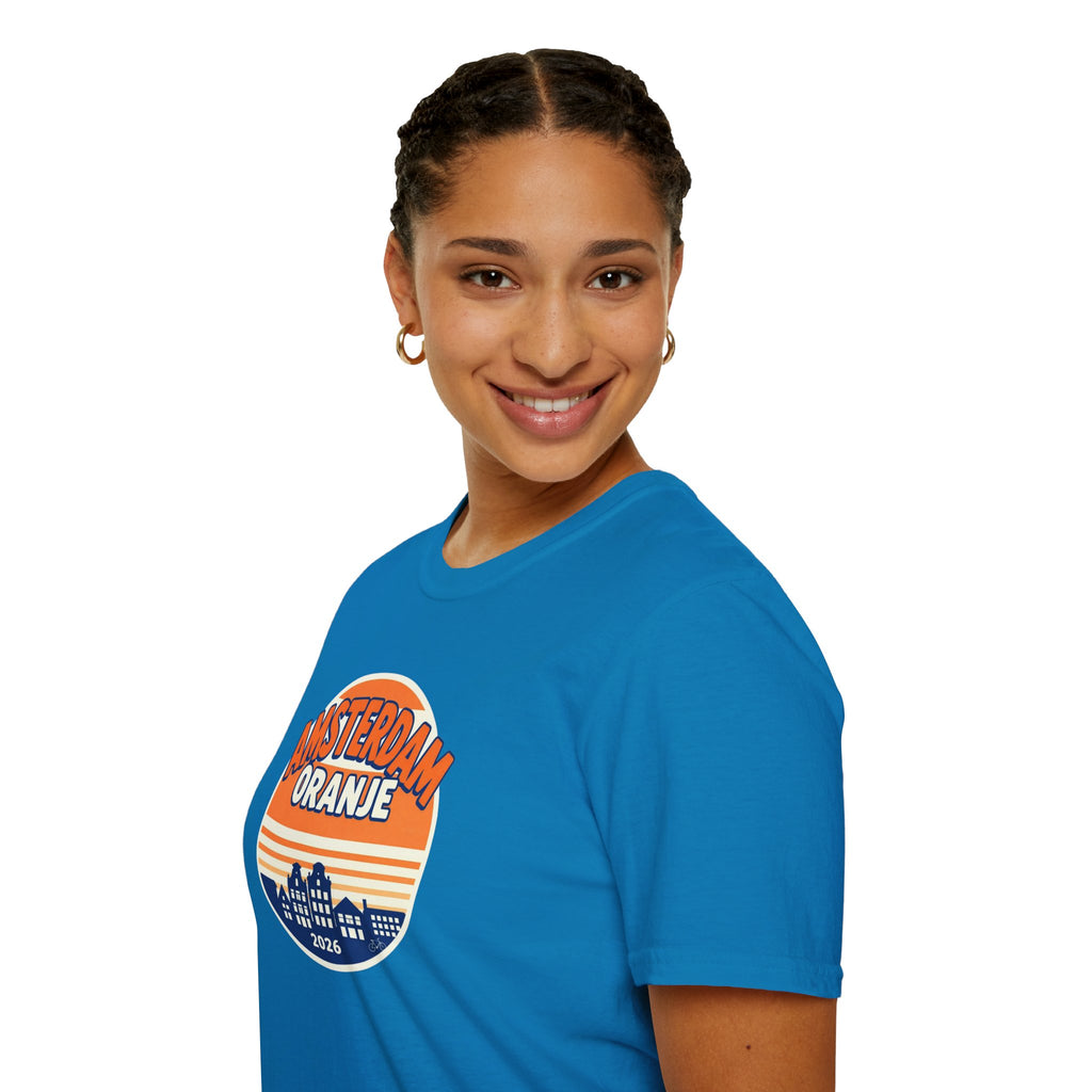 Amsterdam Oranje Vintage Skyline T-Shirt — 2026 Dutch Pride Tee