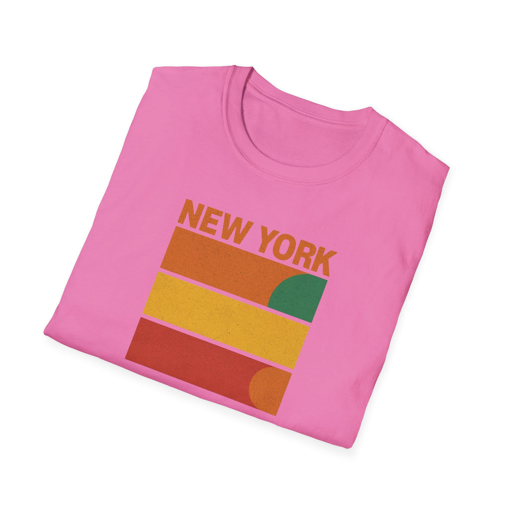 New York Sunset T-Shirt | Retro Stripes City Graphic