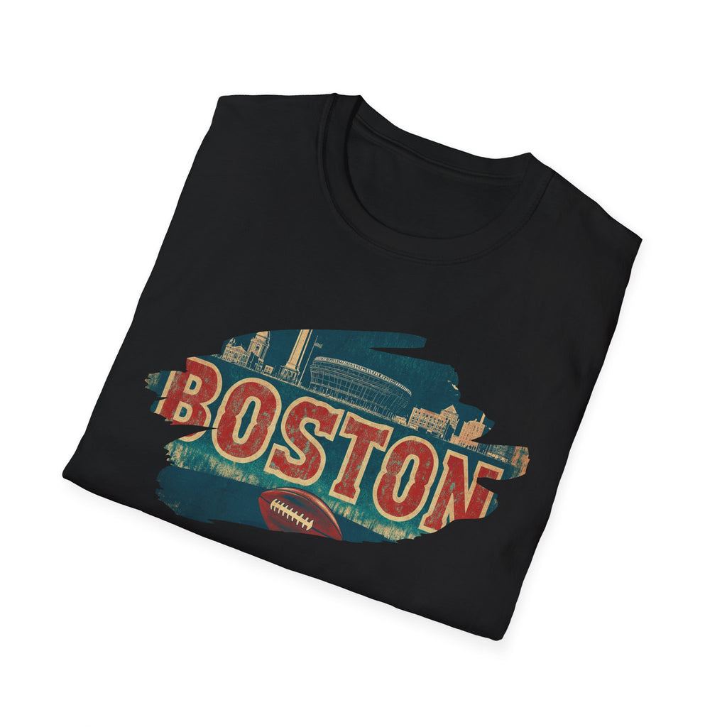 Boston Retro Brushstroke T-Shirt | City Skyline, Vintage Text