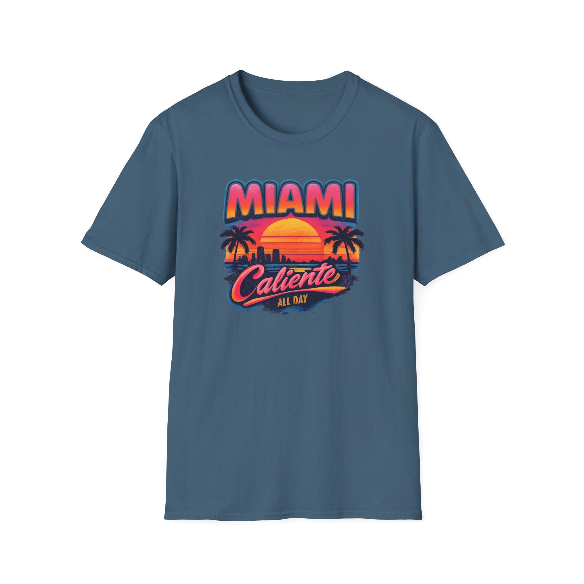 Miami Caliente Sunset T-Shirt — Vintage Palm Beach Vacation Tee