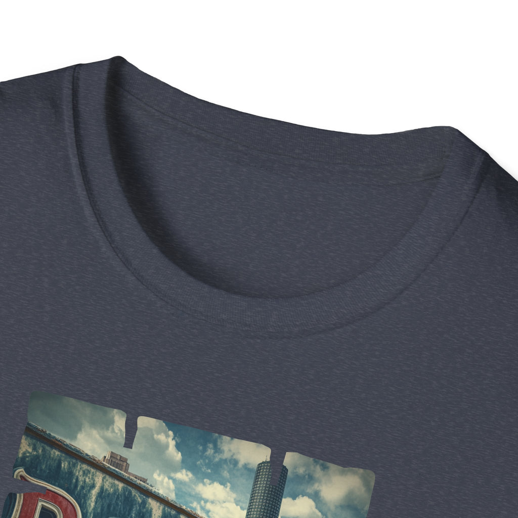 Boston Neon Sign T-Shirt | Cityscape Vintage Photo Tee