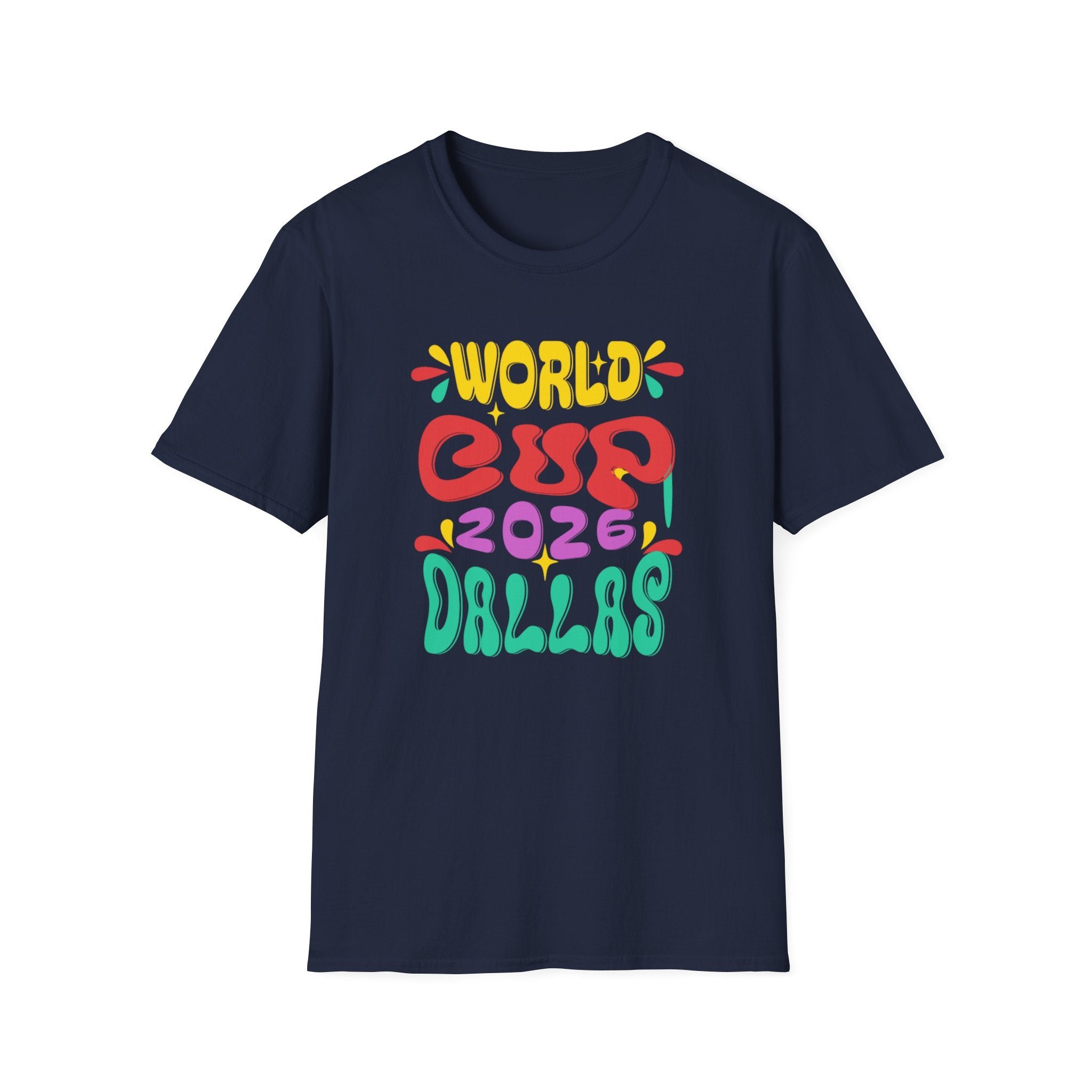 World Cup 2026 Dallas T-Shirt — Colorful Retro Soccer Fan Tee