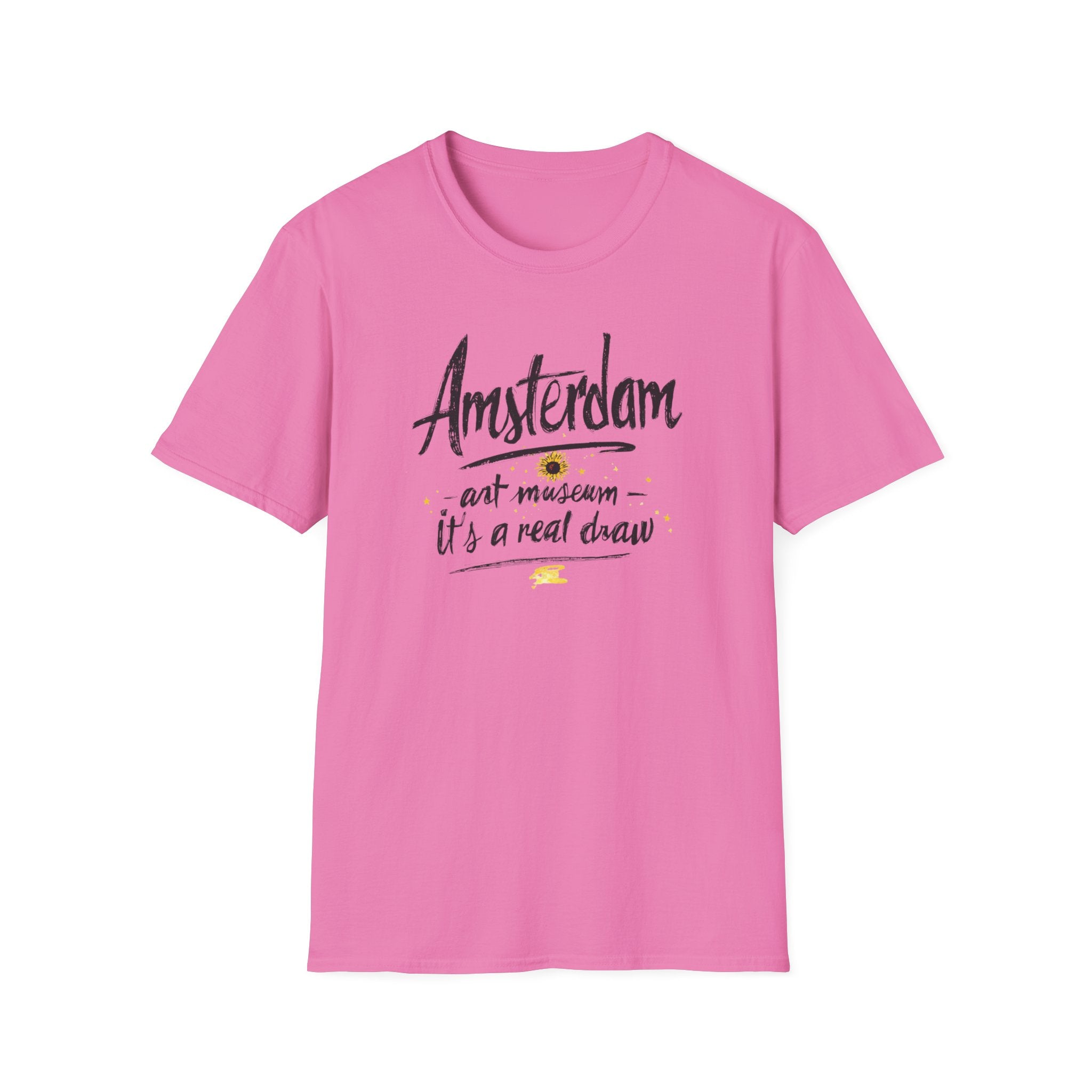 Amsterdam Art Museum T-Shirt — "Amsterdam" Script Graphic with "art museum — it’s a real draw"