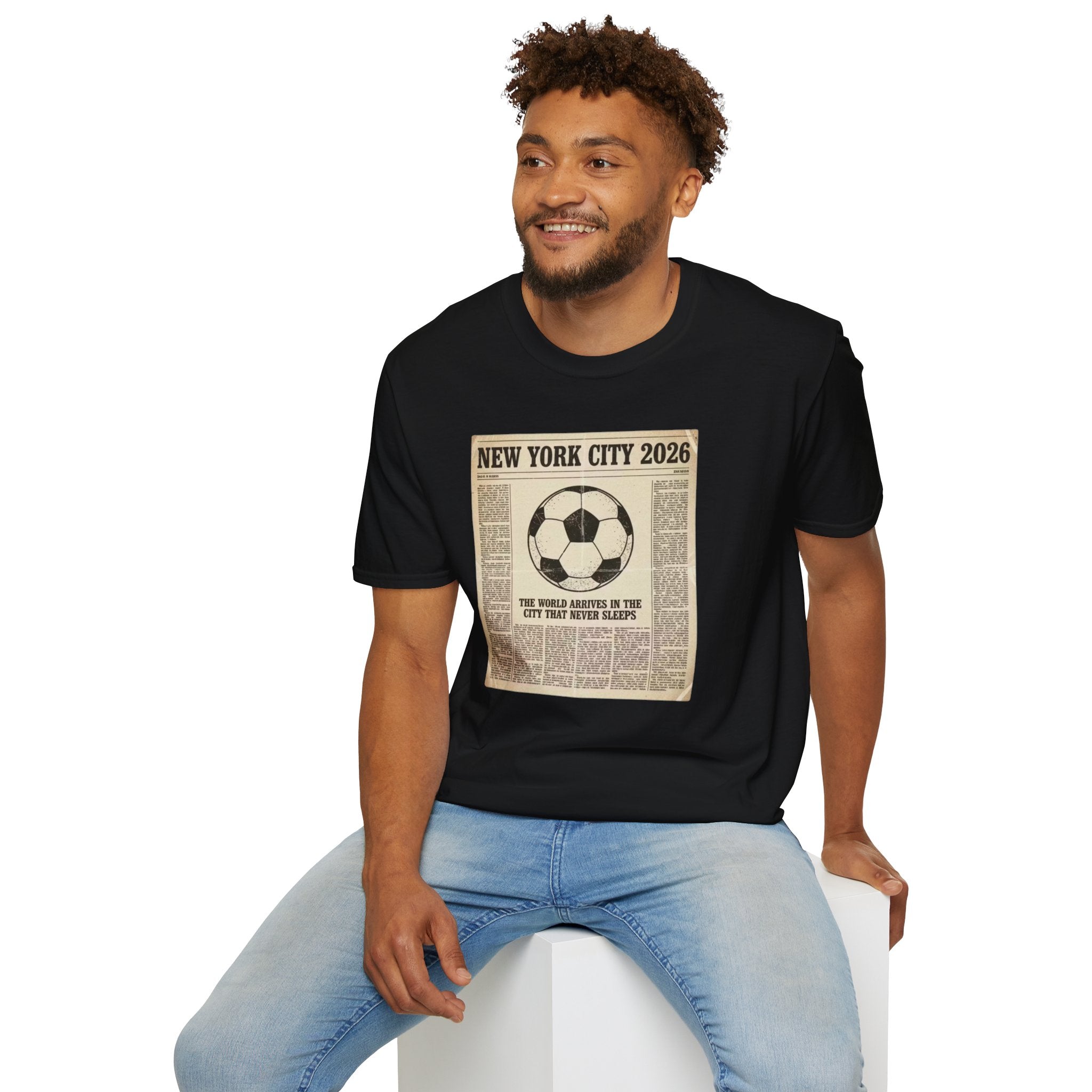 Soccer Newspaper T-Shirt — New York City 2026 Vintage Soccer Tee