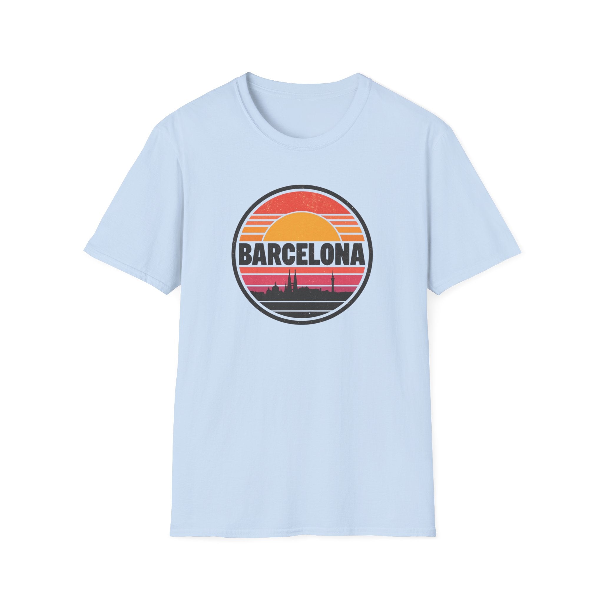Barcelona Sunset T-Shirt — Retro Skyline Graphic Tee