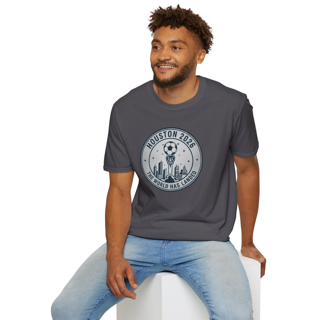 Houston 2026 Soccer Tee — "The World Has Landed" City Crest