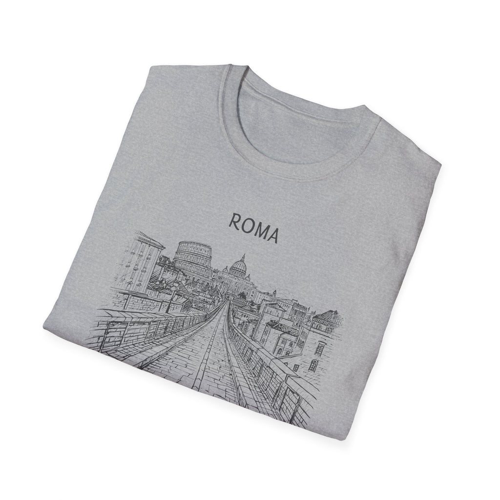 Rome skyline sketch T-Shirt | Ponte Sant'Angelo illustration, travel souvenir
