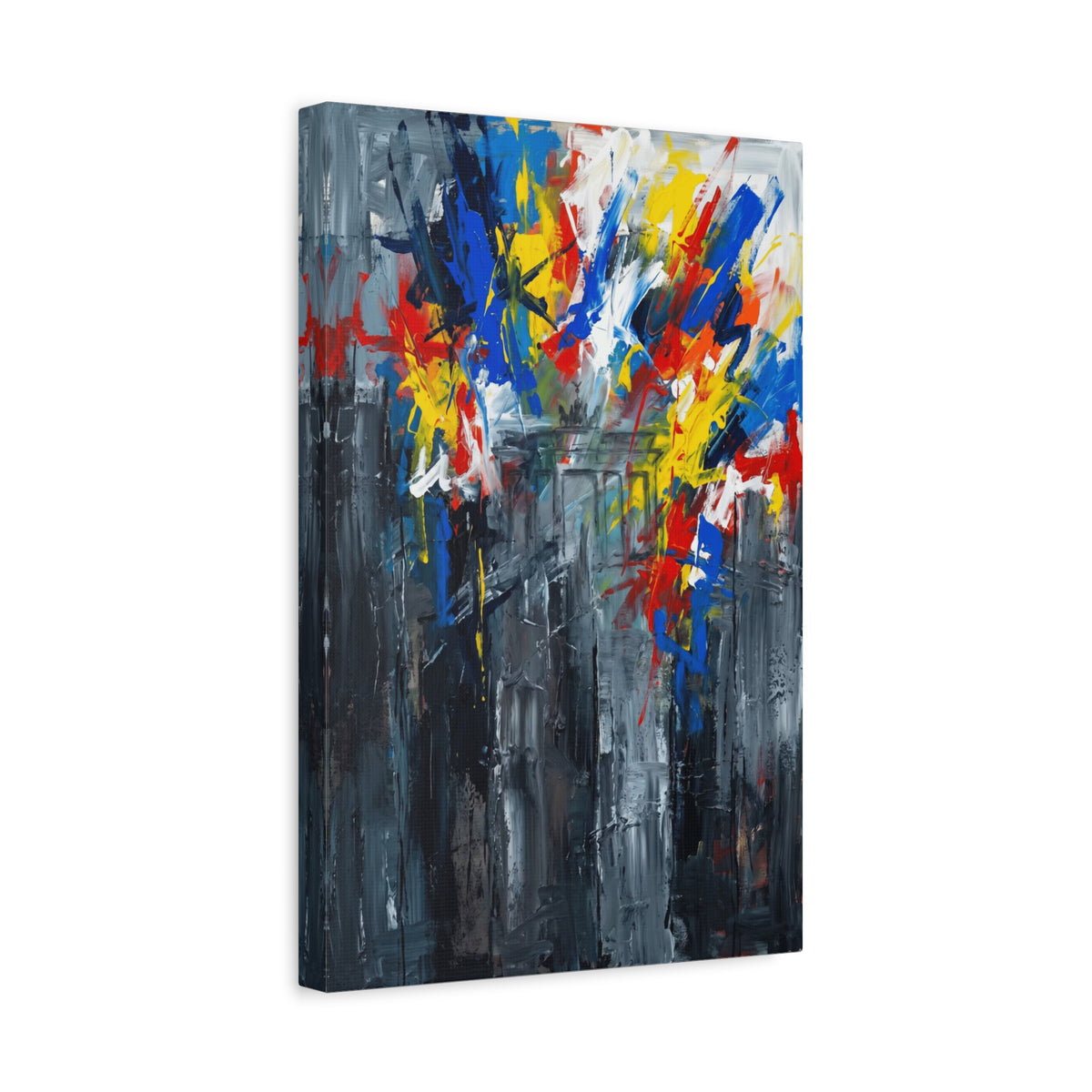 Abstract Cityscape Canvas Print showing Berlin hisotry — Colorful Modern Stretched Wall Art