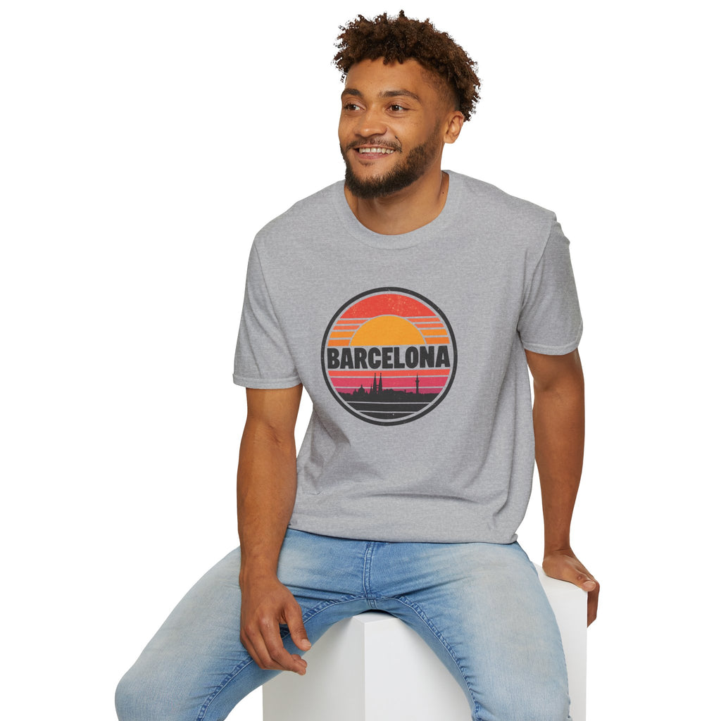 Barcelona Sunset T-Shirt — Retro Skyline Graphic Tee