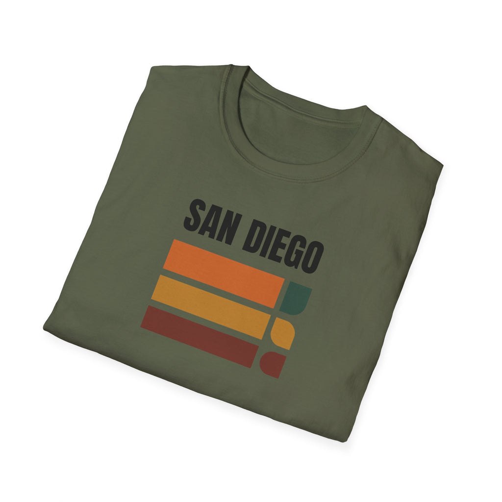 San Diego Retro Stripes T-Shirt | Vintage Sunset City Design