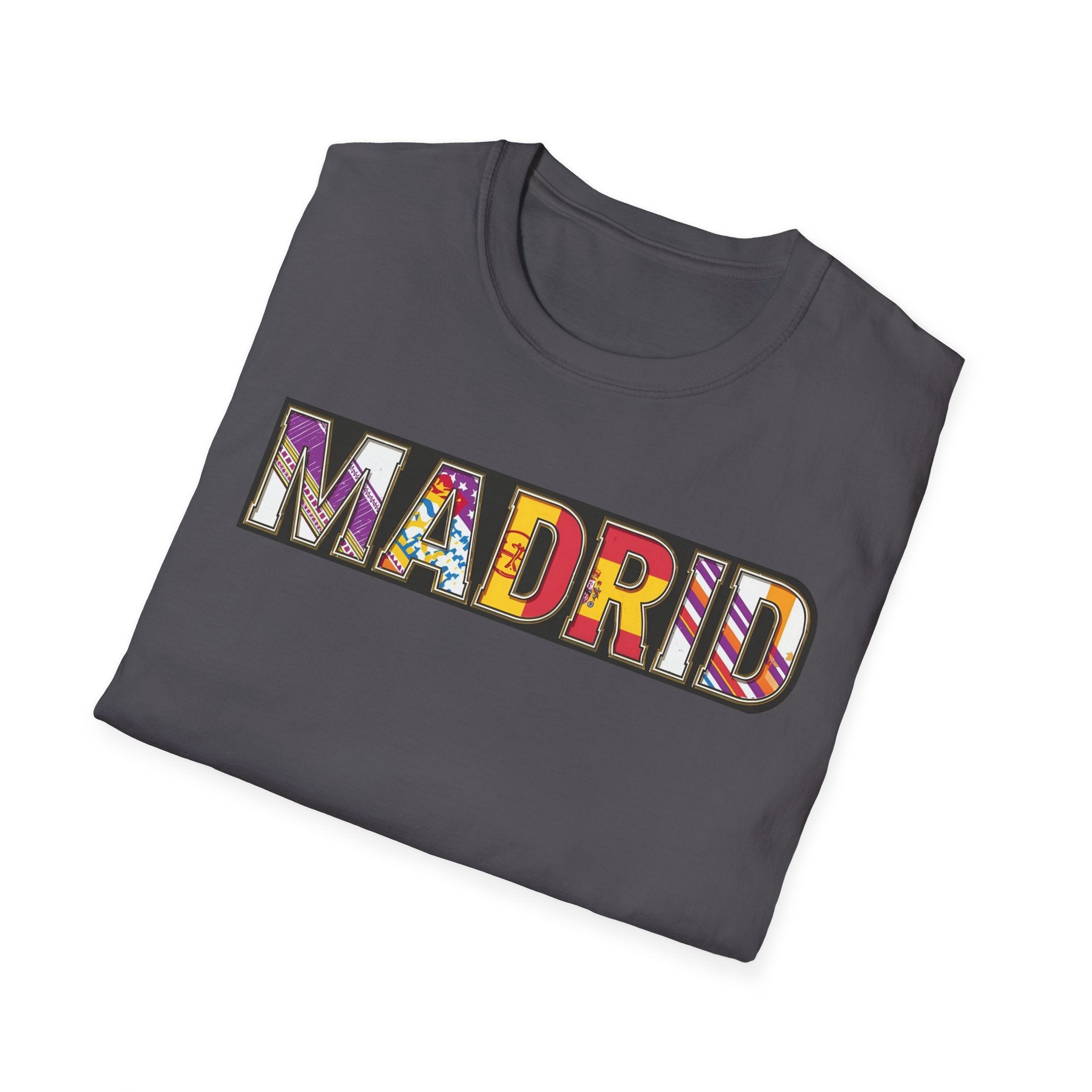 Madrid Colorful Lettering T-Shirt | City Typography Travel Shirt