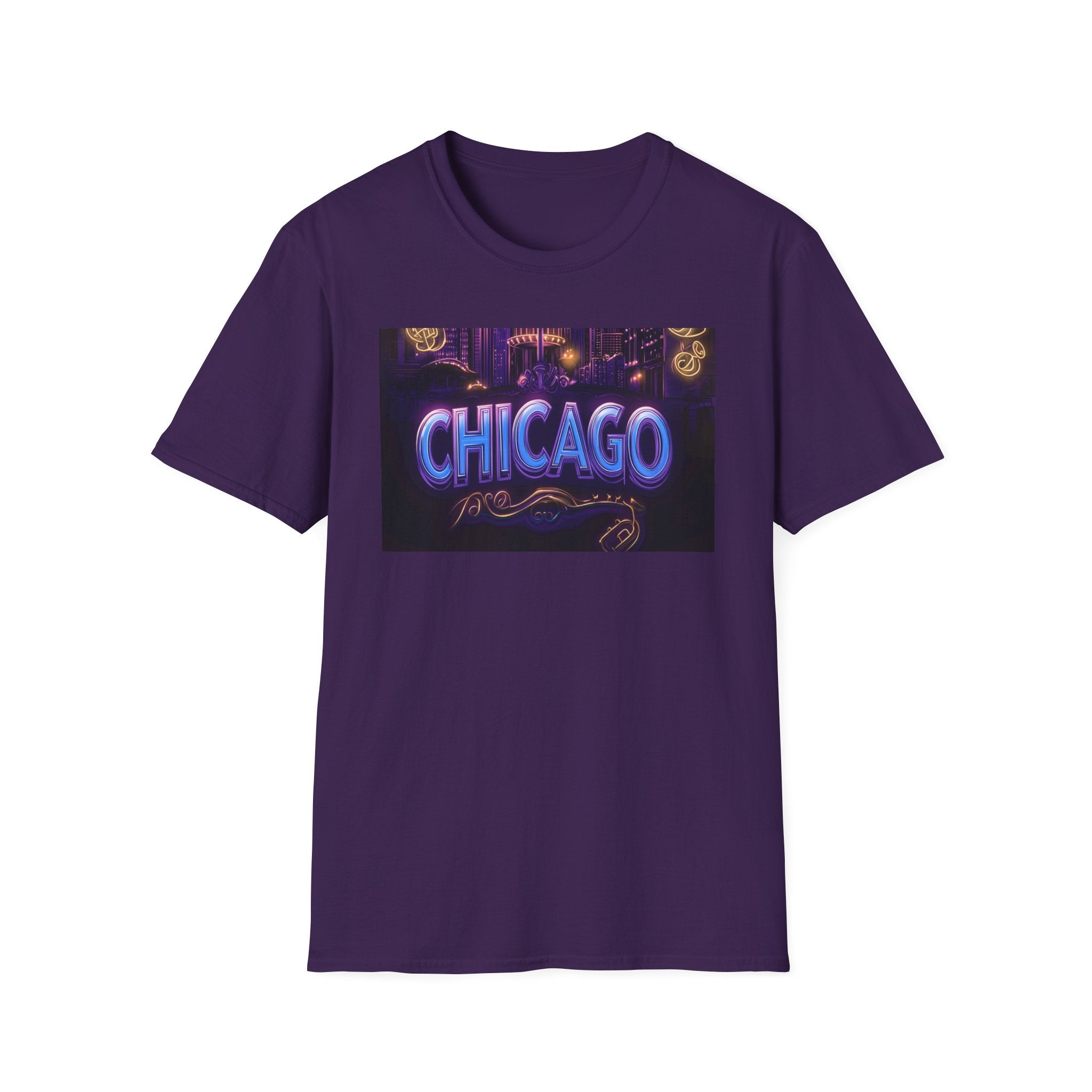 Chicago Neon Sign T-Shirt | Vintage Neon City Design