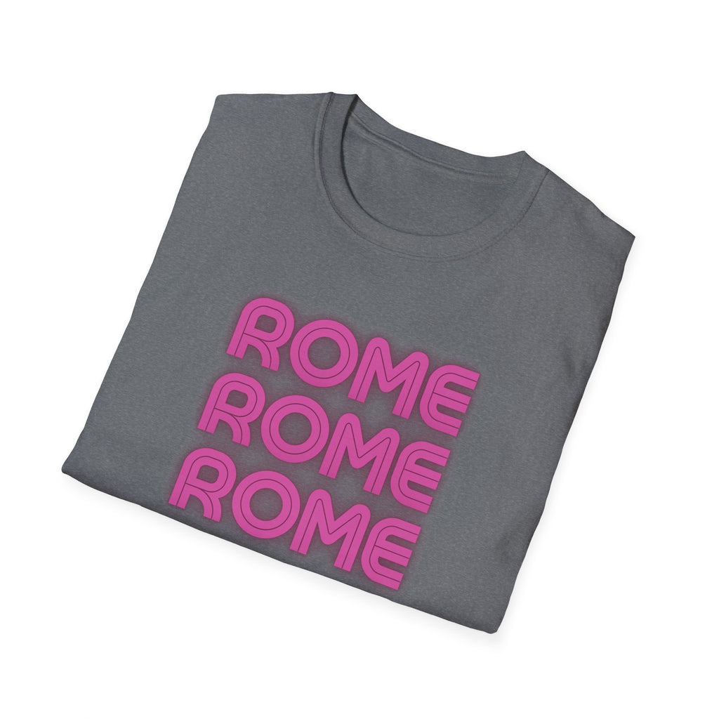 Rome Rome Rome T-Shirt | Pink Retro Text Tee