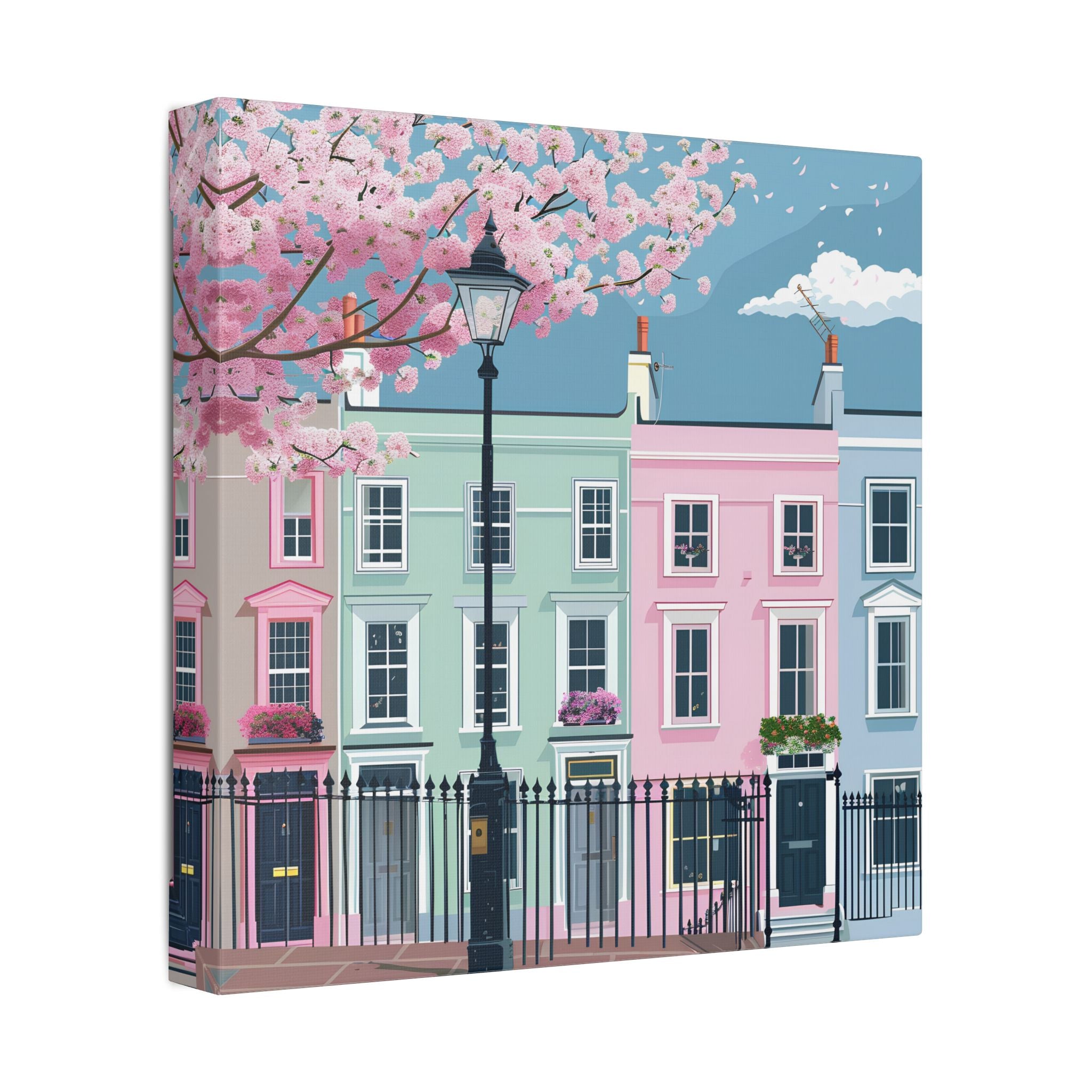 Pastel Row Houses London Canvas
