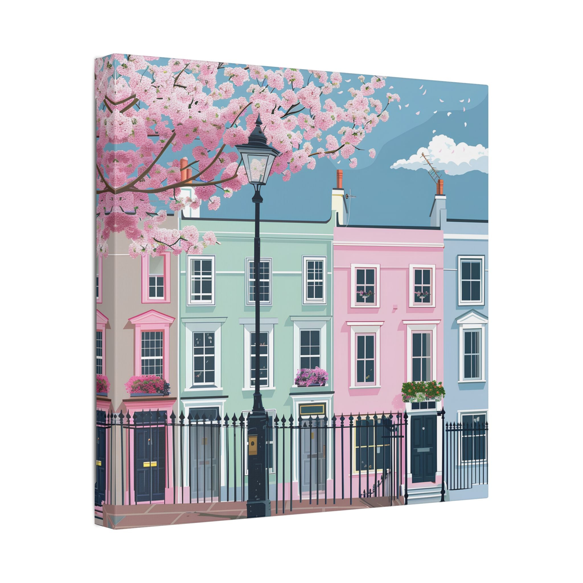Pastel Row Houses London Canvas