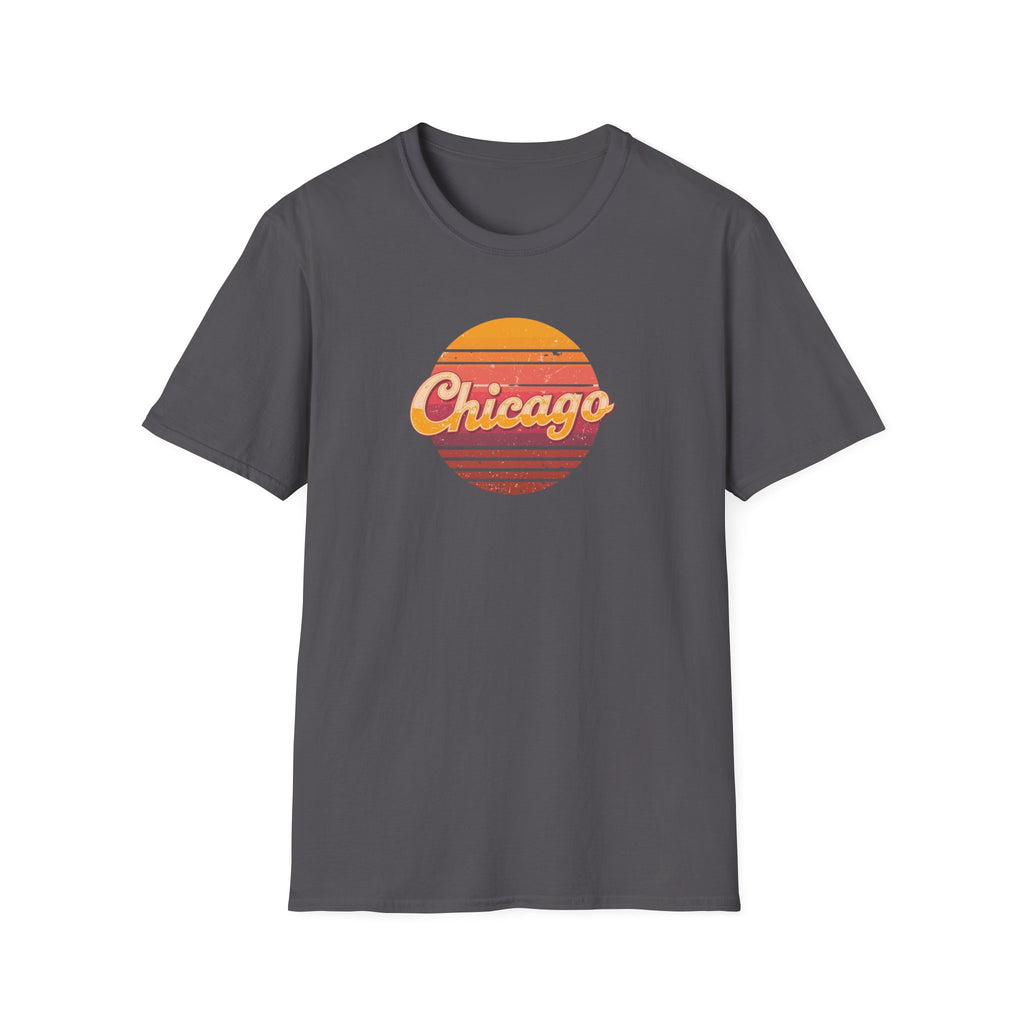 Chicago Retro Sunset T-Shirt | Vintage City Script Shirt