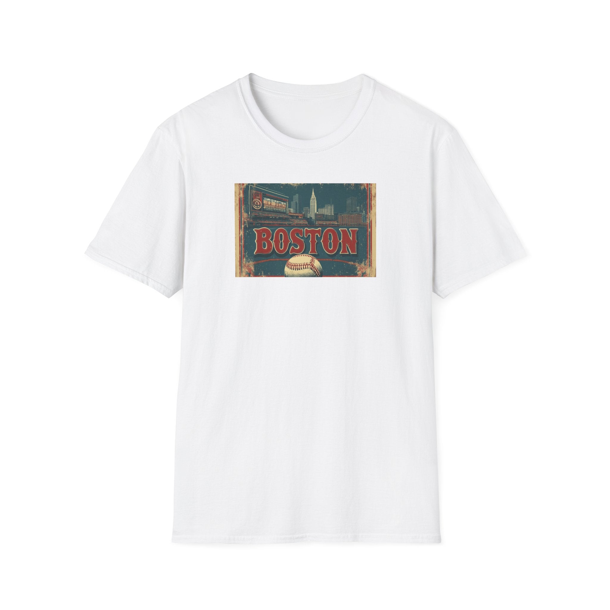 Vintage Boston postcard T-Shirt | city skyline, retro travel design