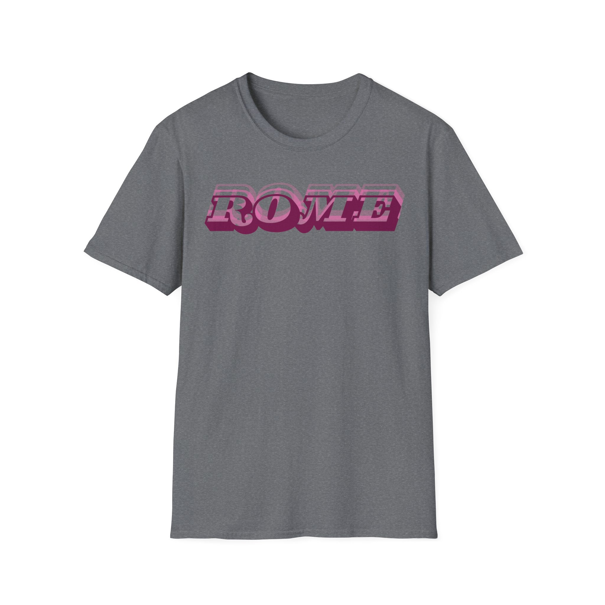 ROME 3D Retro Text T-Shirt | Pink Ombre City Typography