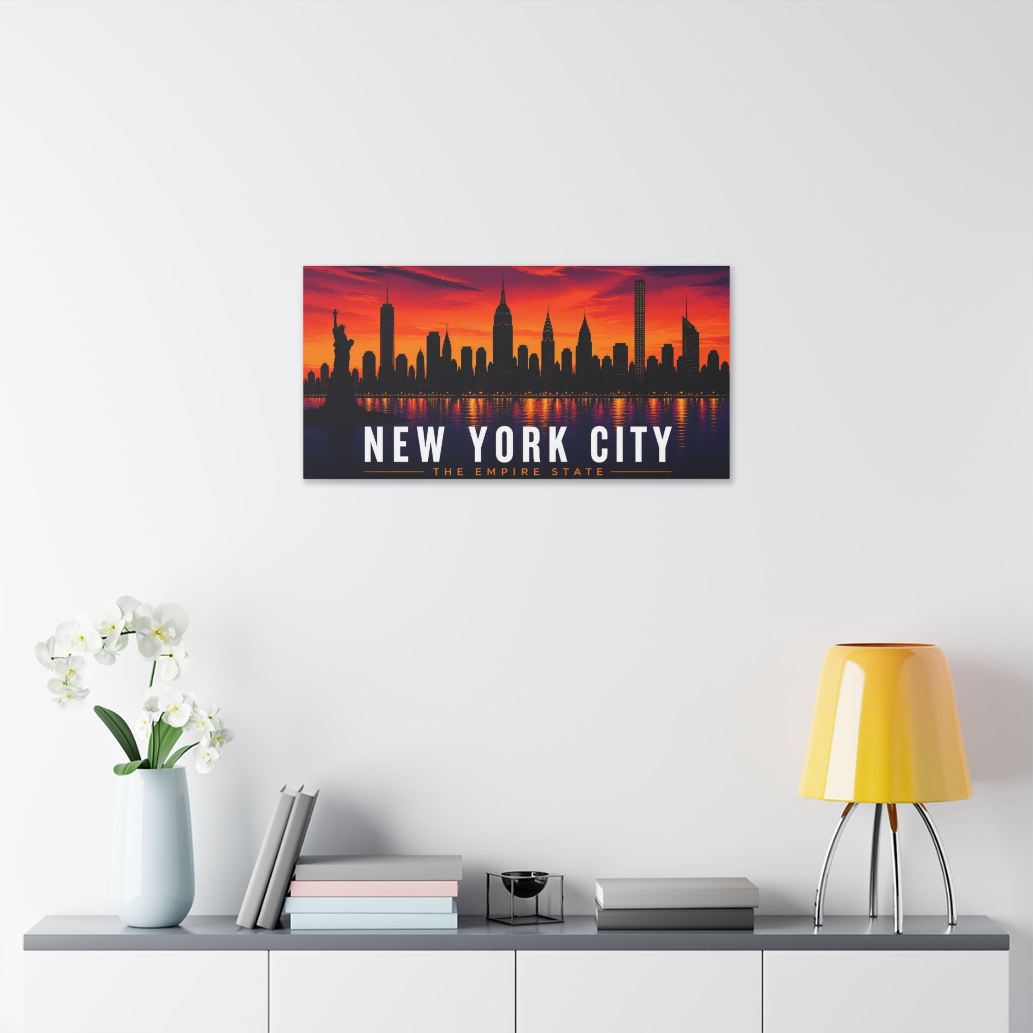 New York City Skyline Canvas Art – 'New York City The Empire State' Stretched Wall Decor