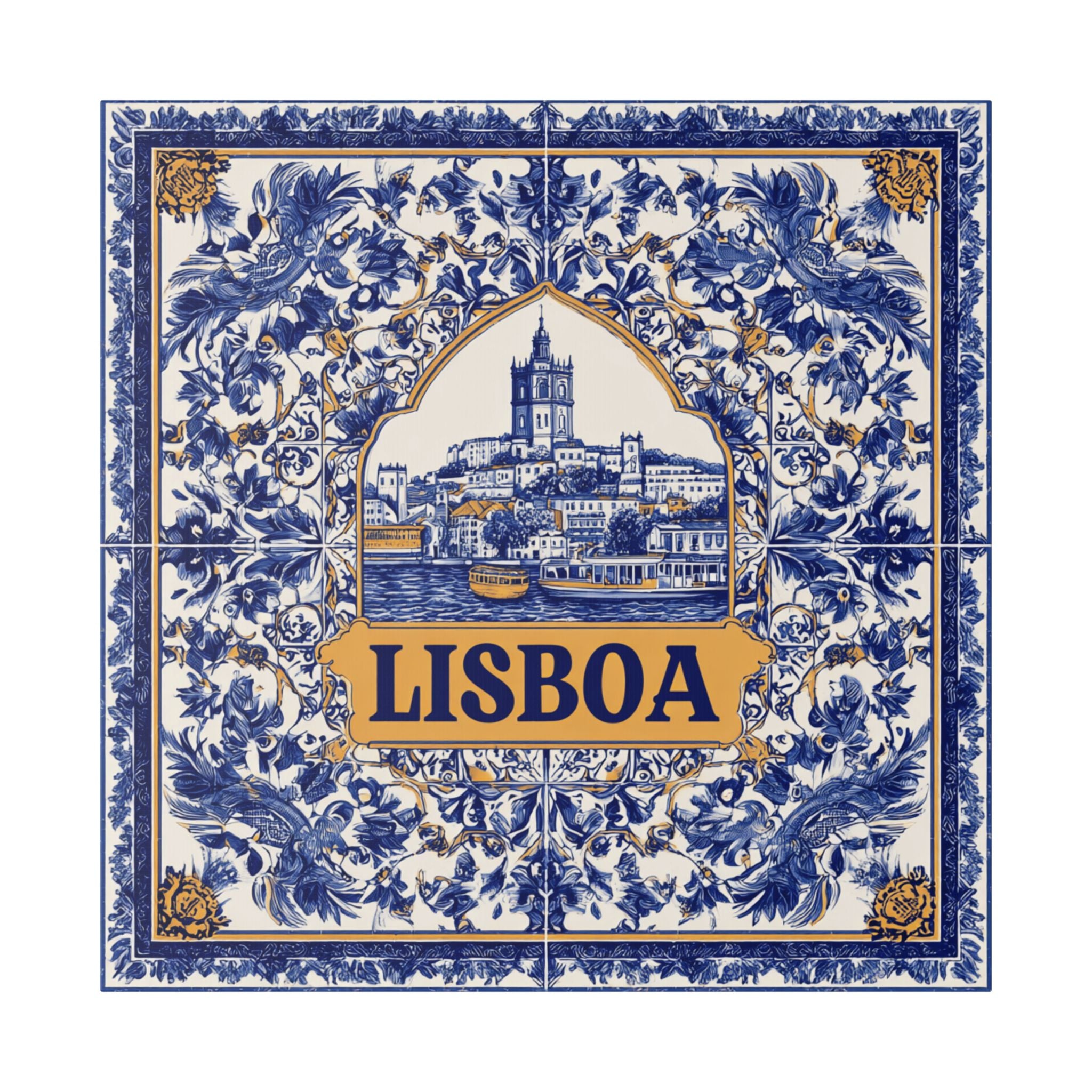 Lisboa Decorative Canvas — Portuguese Azulejo Wall Art