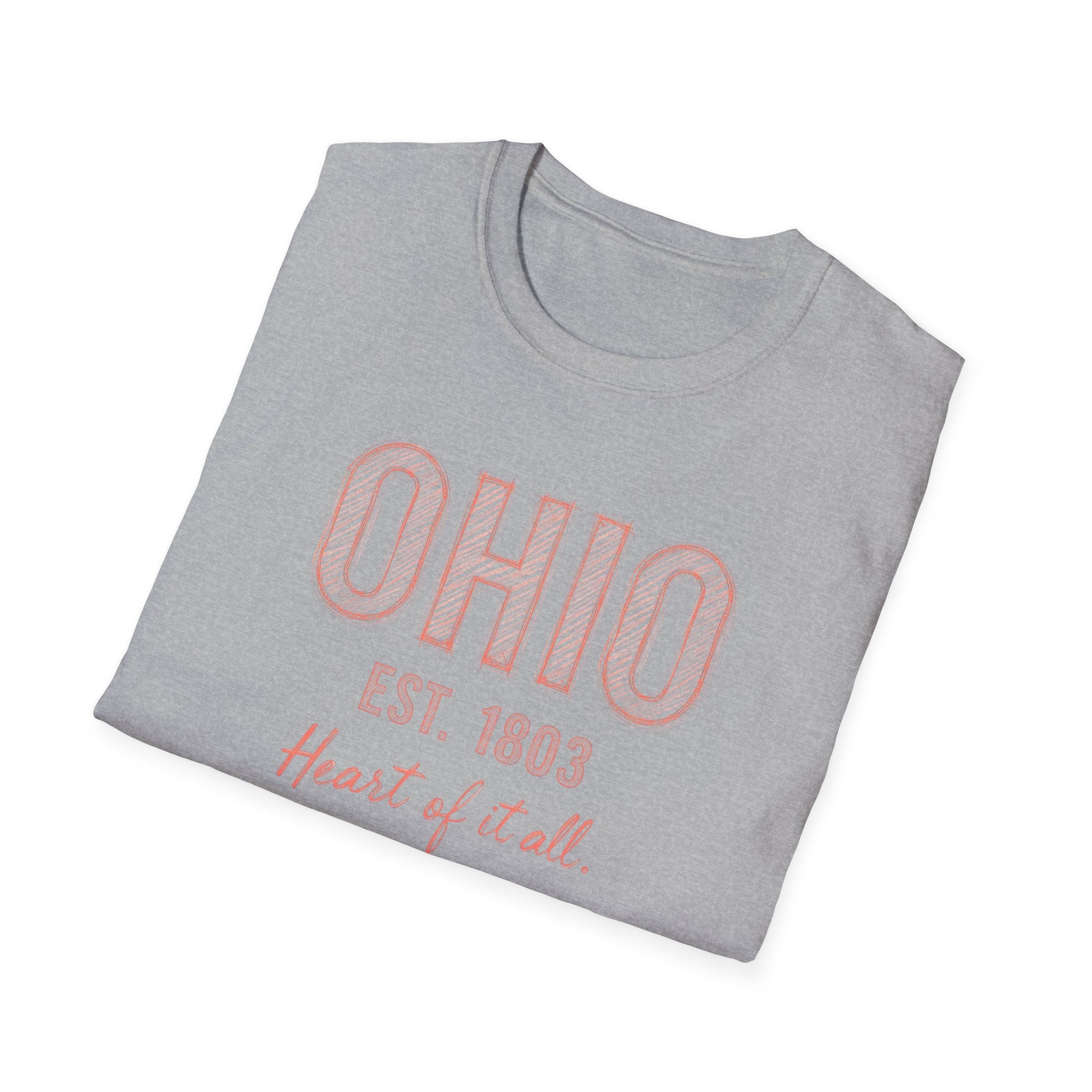 Ohio Heart of It All T-Shirt — Vintage State Pride Tee