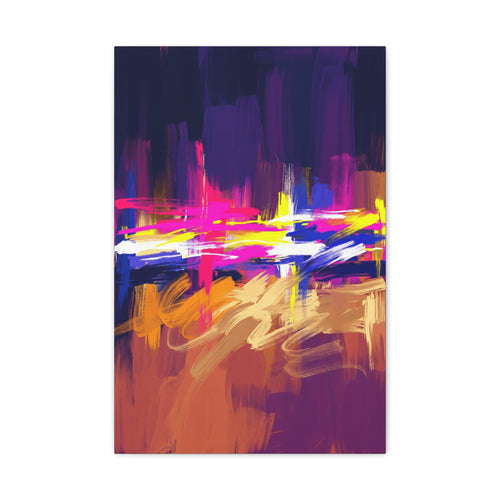Abstract Neon Horizon inspired by Las Vegas and Mojave Desert contrast Canvas