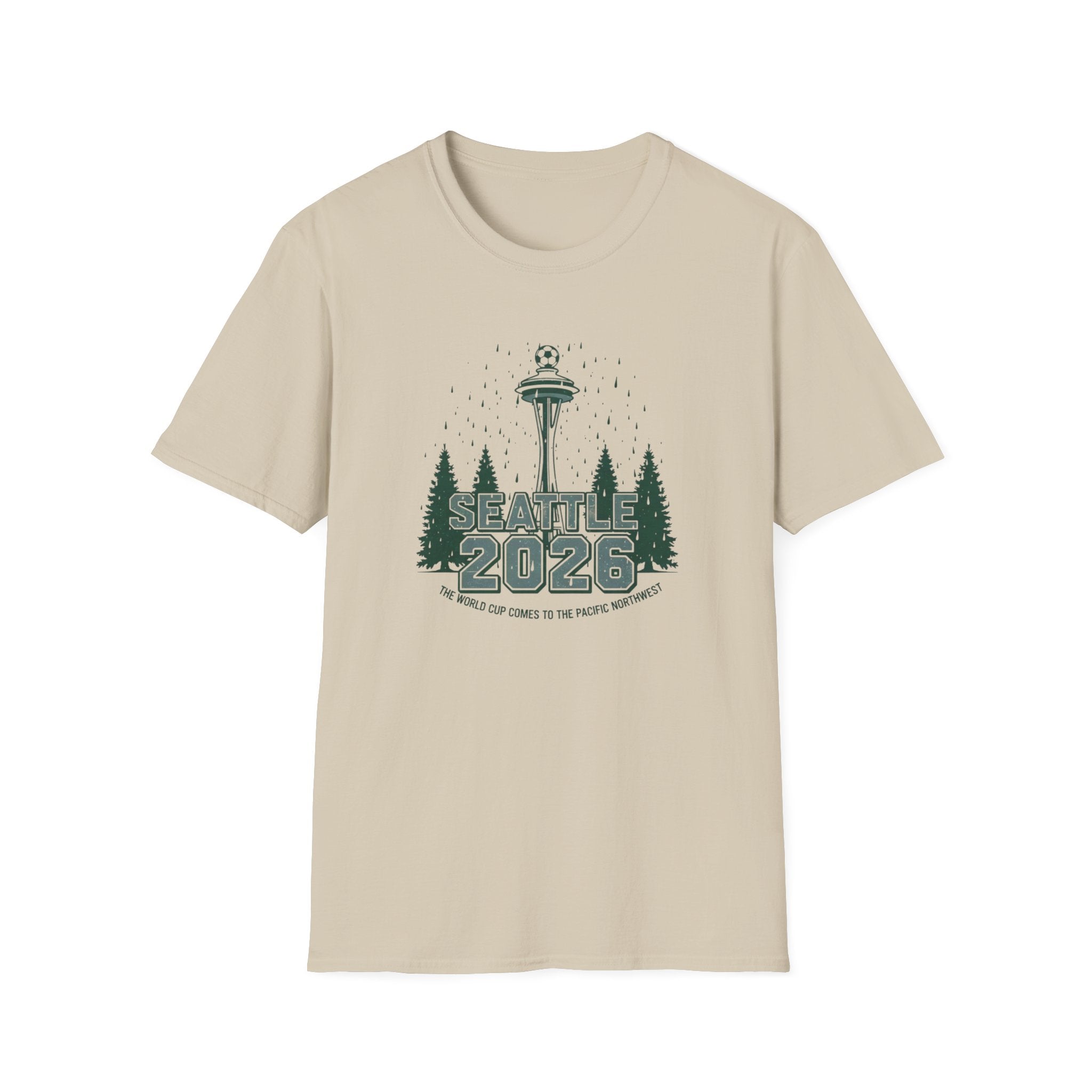 Seattle 2026 Souvenir T-Shirt — Space Needle & Pine Trees Travel Tee