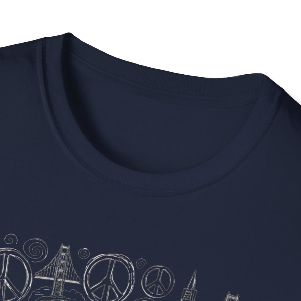 San Francisco Doodle T-Shirt – 'Free Spirits Welcome' Vintage City Sketch Tee