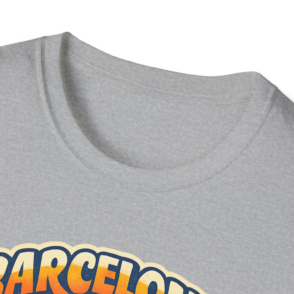 Barcelona Sunset Graphic T-Shirt — "Barcelona Más que un sueño" Vintage Beach Tee