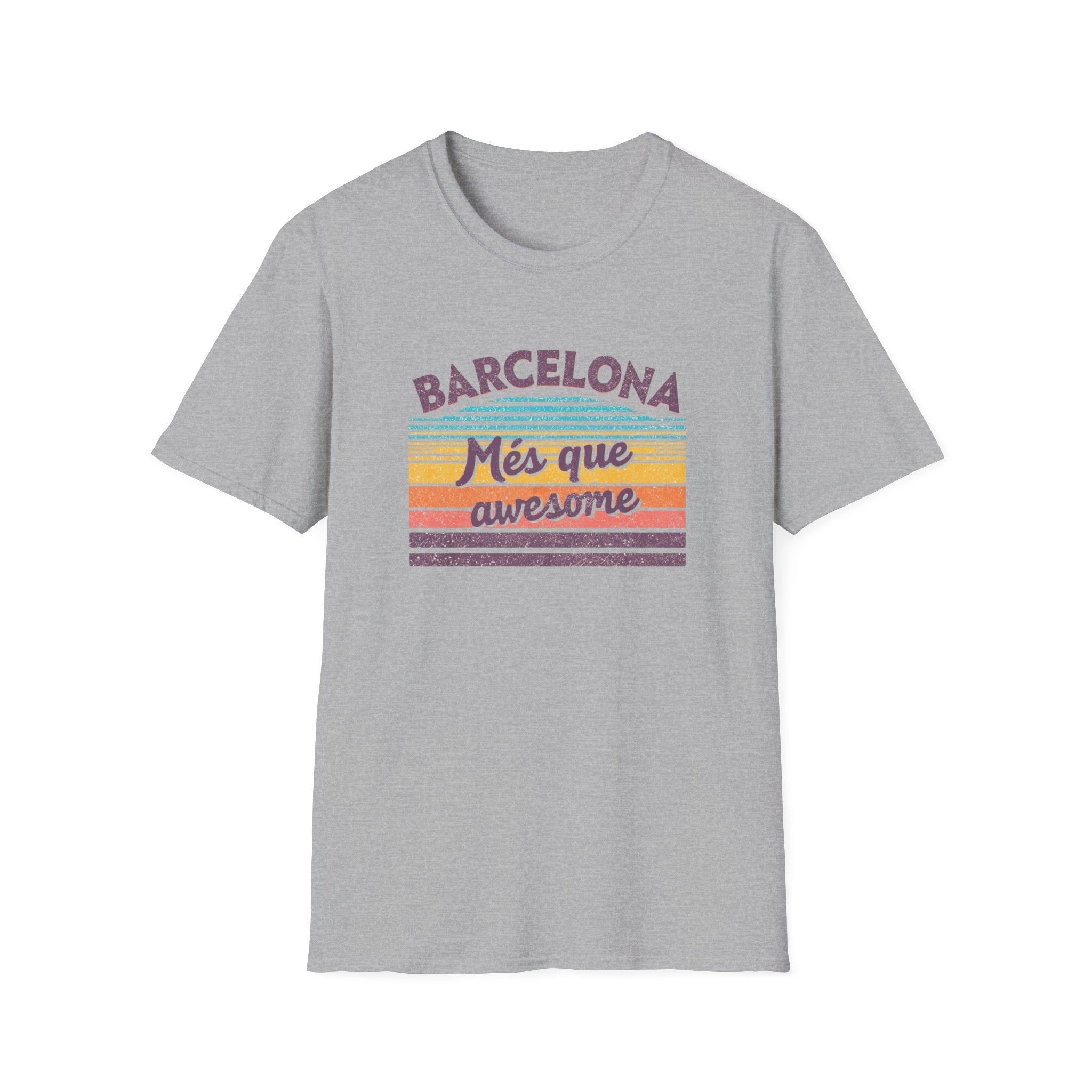 Barcelona "Més que awesome" Retro Striped T-Shirt