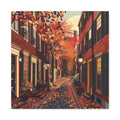Boston Beacon Hill - New England - Acorn Street - Autumn Cobblestone Alley Stretched Canvas