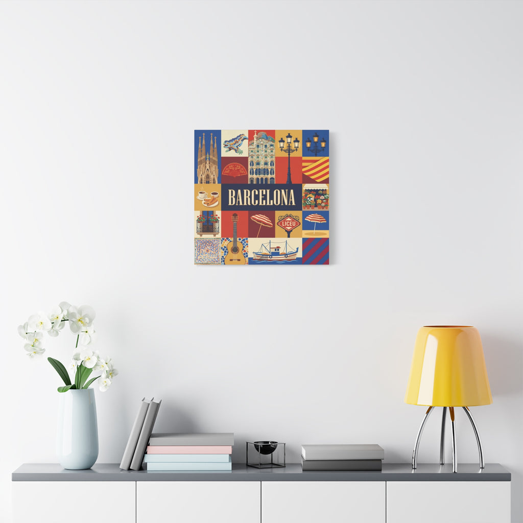 Barcelona Travel Collage Canvas
