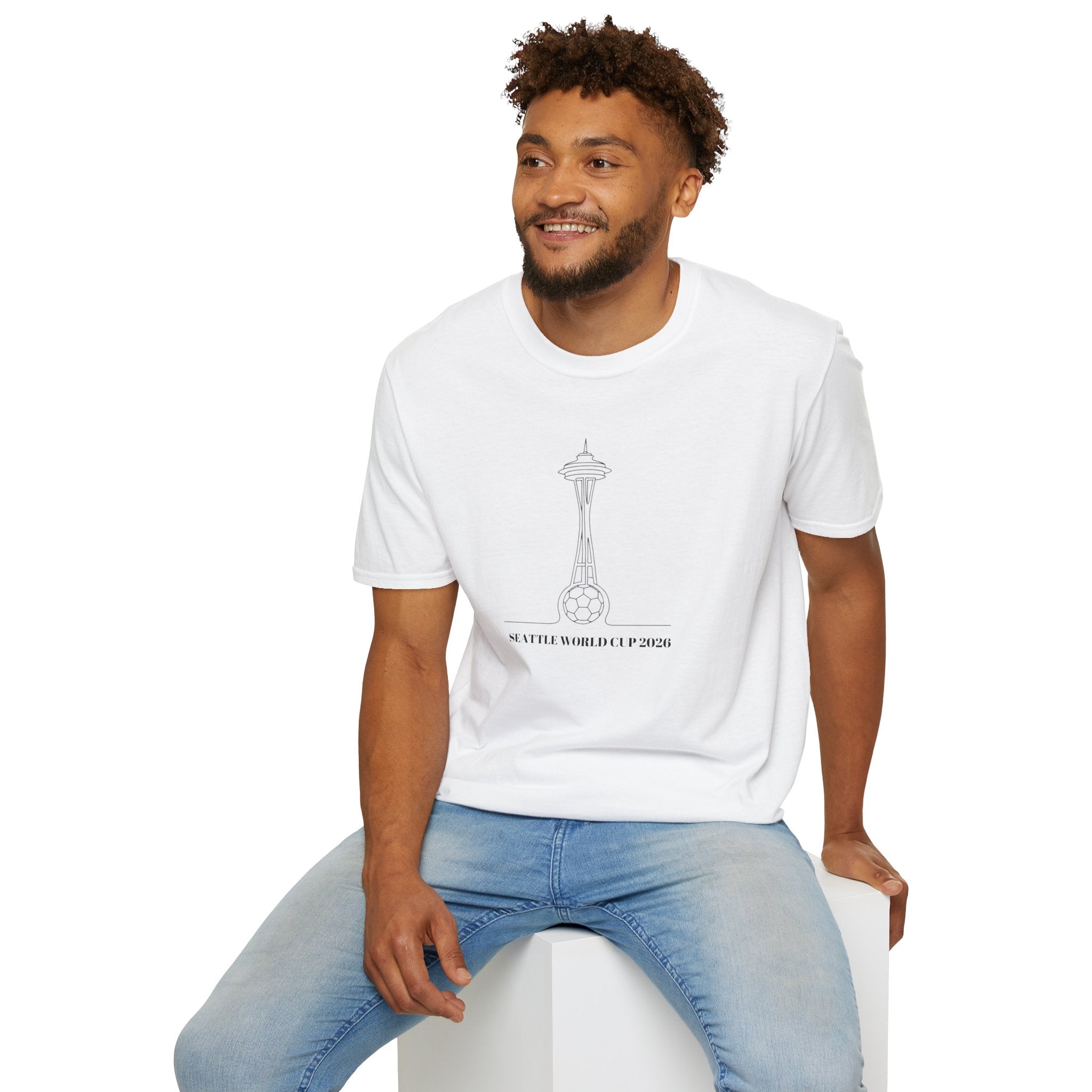 Seattle Space Needle Sketch T-Shirt — Minimalist 'Seattle World Cup 2026' Souvenir Tee