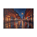Manchester Northern Quarter - Rainy City Street Canvas Print — Evening Urban Landscape Wall Art