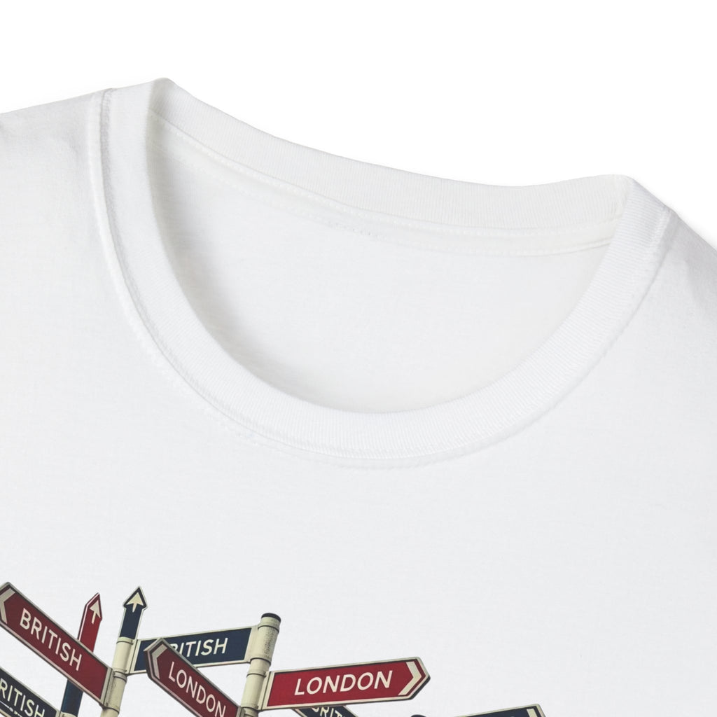 London Street Signs T-Shirt — Vintage Union Jack Directional Graphic