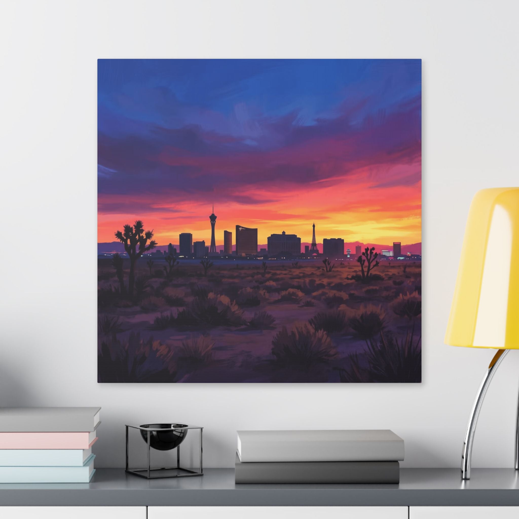 Las Vegas Sunset Canvas Wall Art — Desert Skyline Stretched Canvas