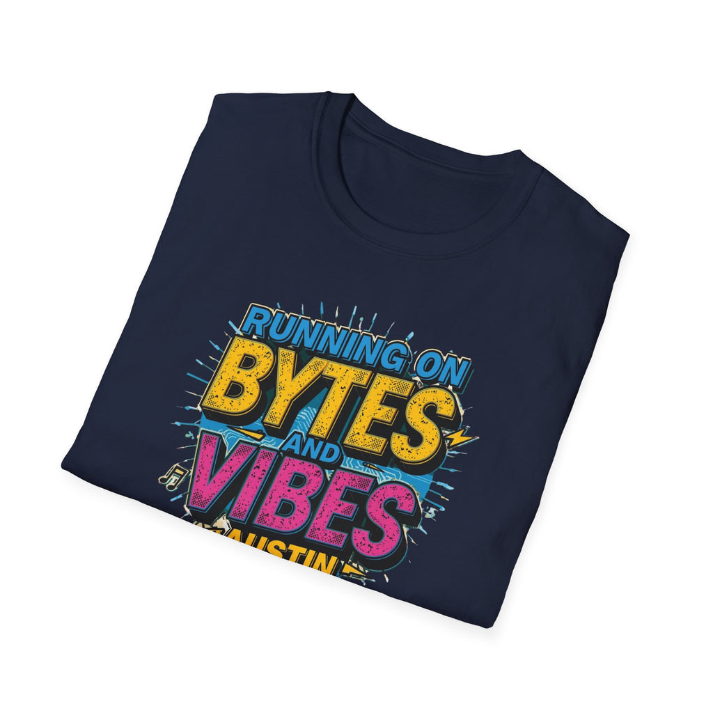 Running on Bytes and Vibes T-Shirt — Austin Retro Tech Graphic Tee