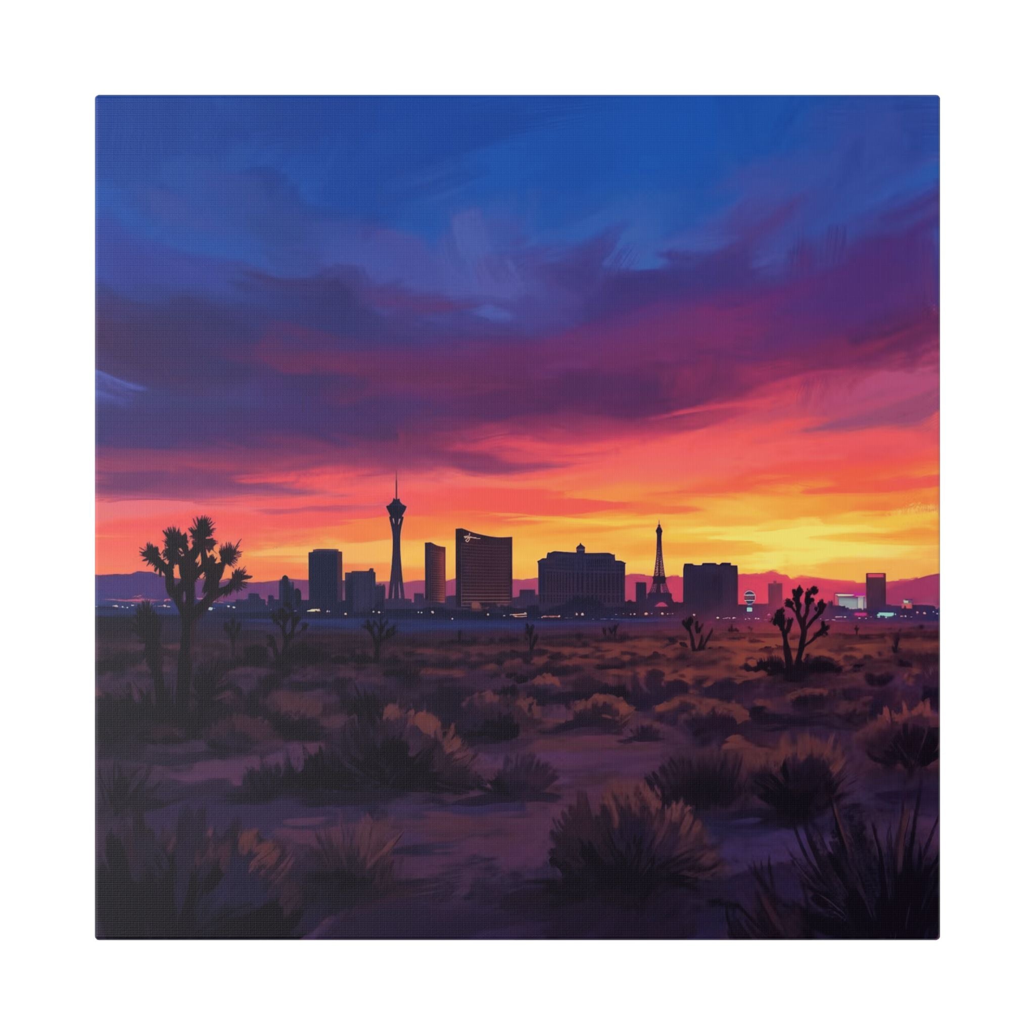 Las Vegas Sunset Canvas Wall Art — Desert Skyline Stretched Canvas