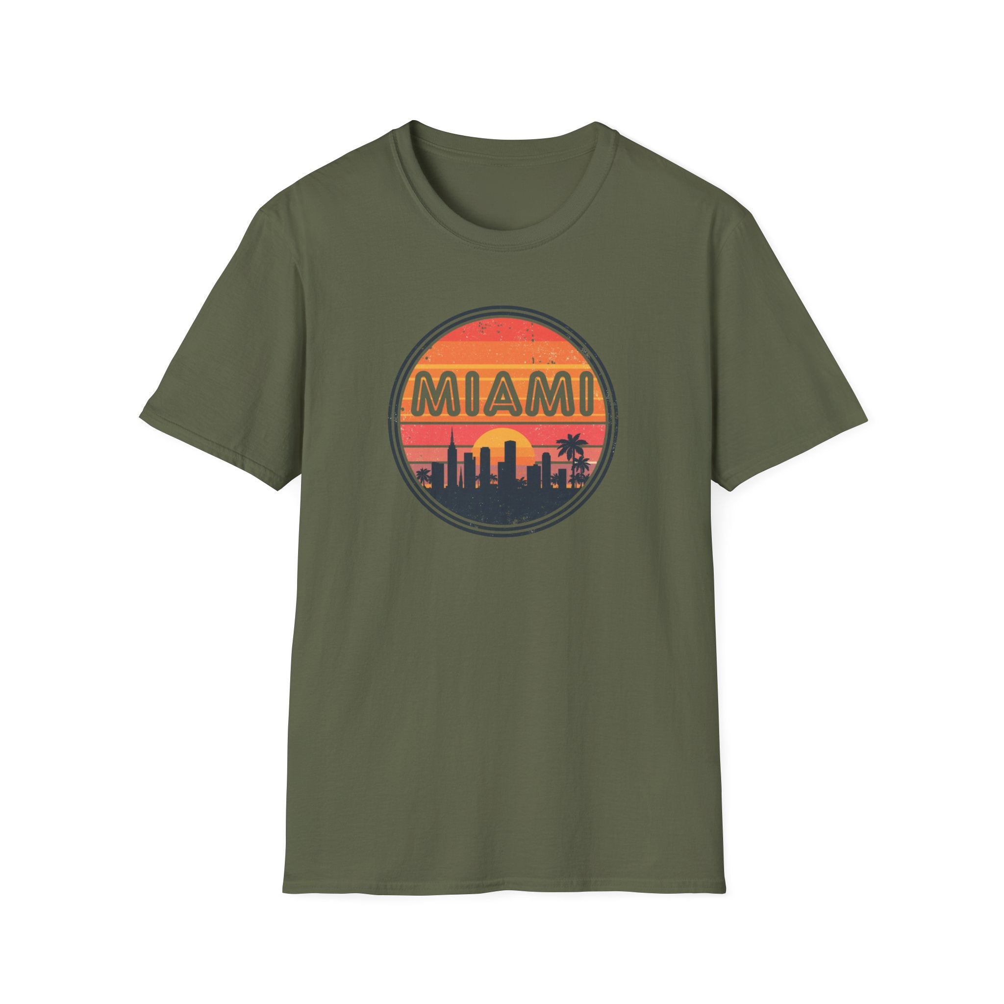 Miami Sunset T‑Shirt — Retro Beach Skyline Tee