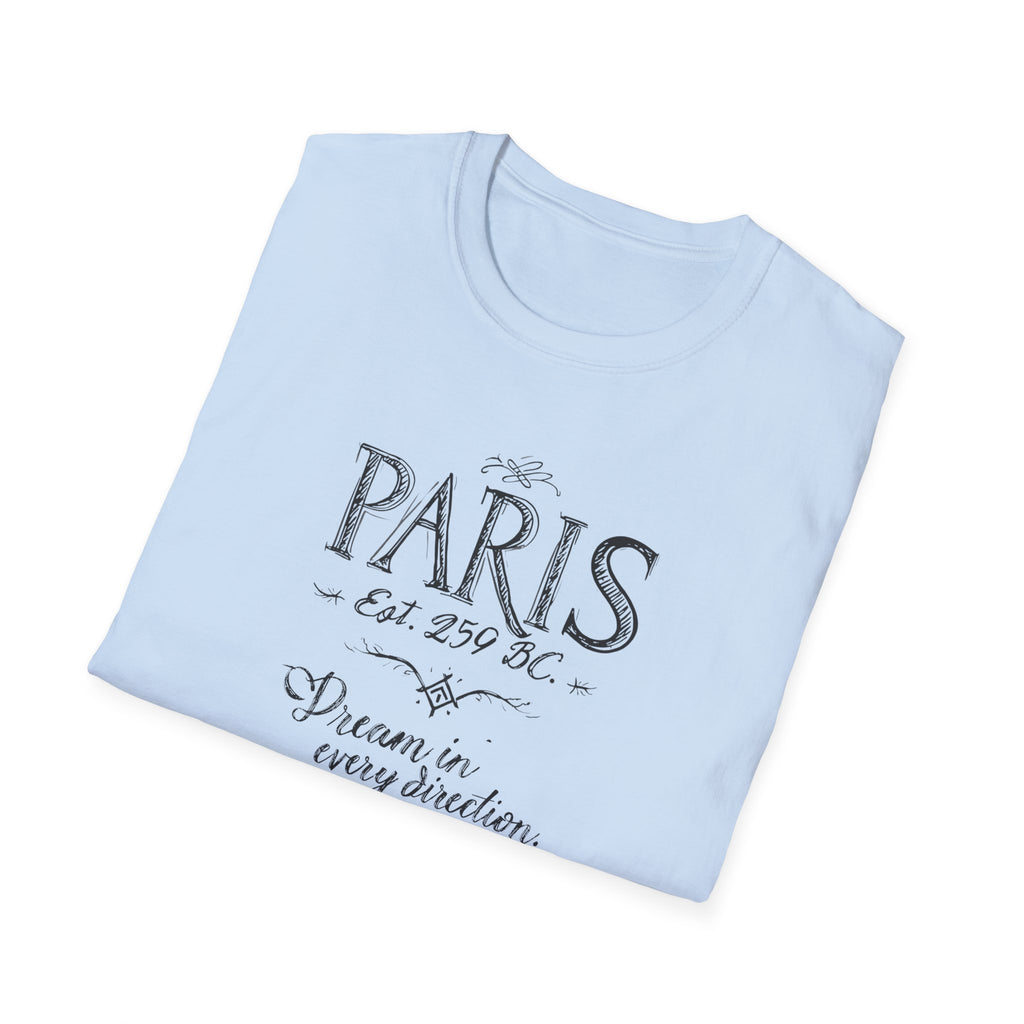 Paris Vintage Script T‑Shirt — "Dream in Every Direction"