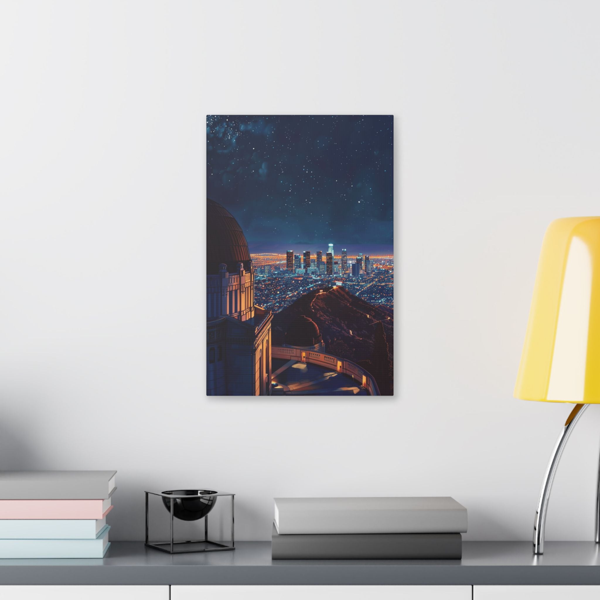 Los Angeles Night Skyline Canvas Print — Griffith Observatory Cityscape Wall Art