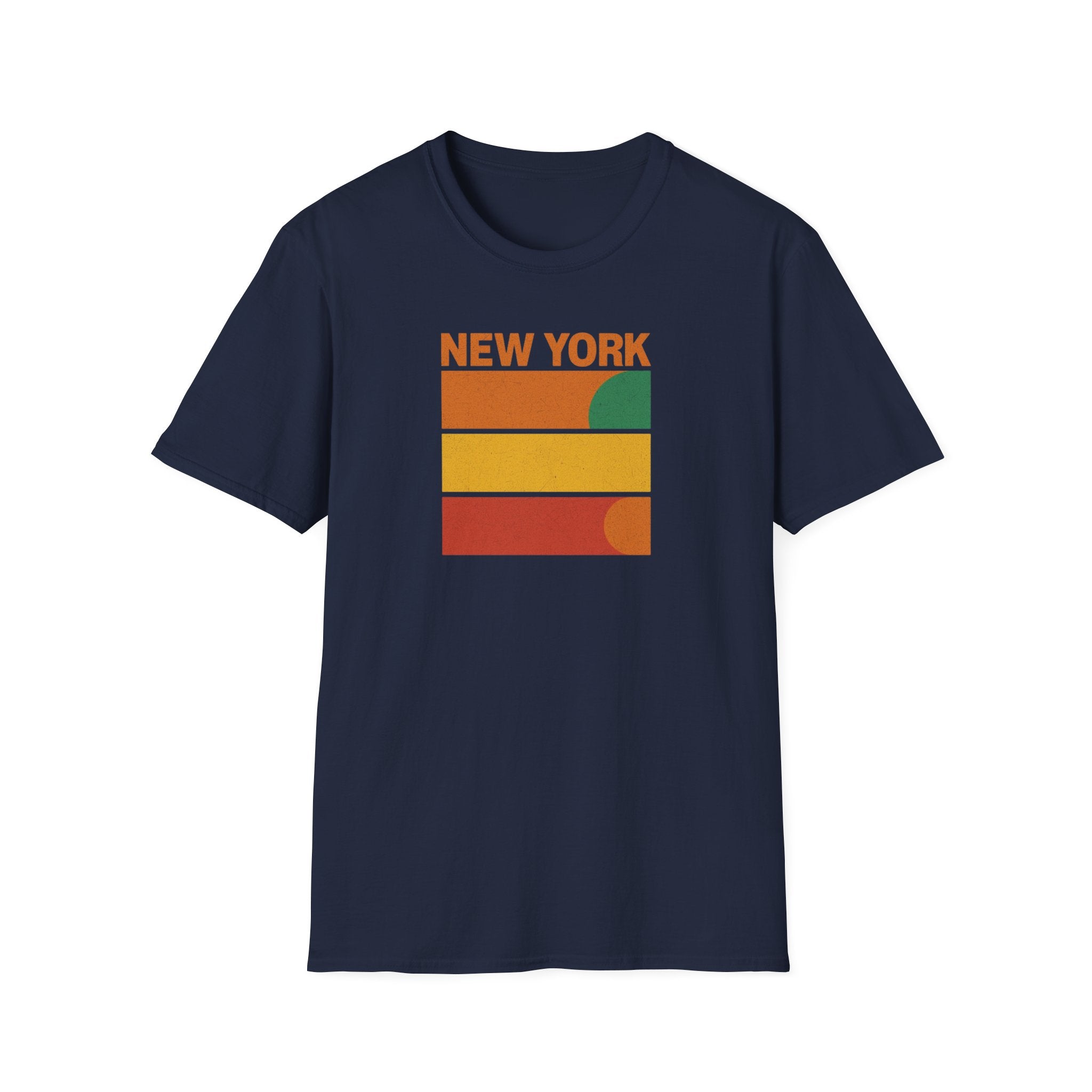 New York Sunset T-Shirt | Retro Stripes City Graphic