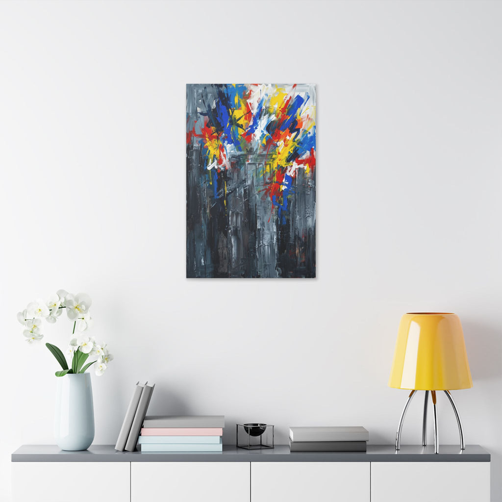 Abstract Cityscape Canvas Print showing Berlin history — Colorful Modern Stretched Wall Art