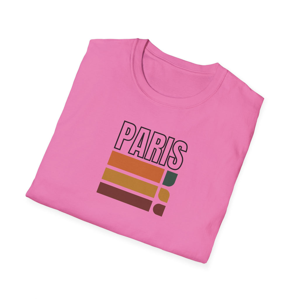 Paris Retro Stripes T-Shirt | Vintage Skyline Bars, Minimal Graphic