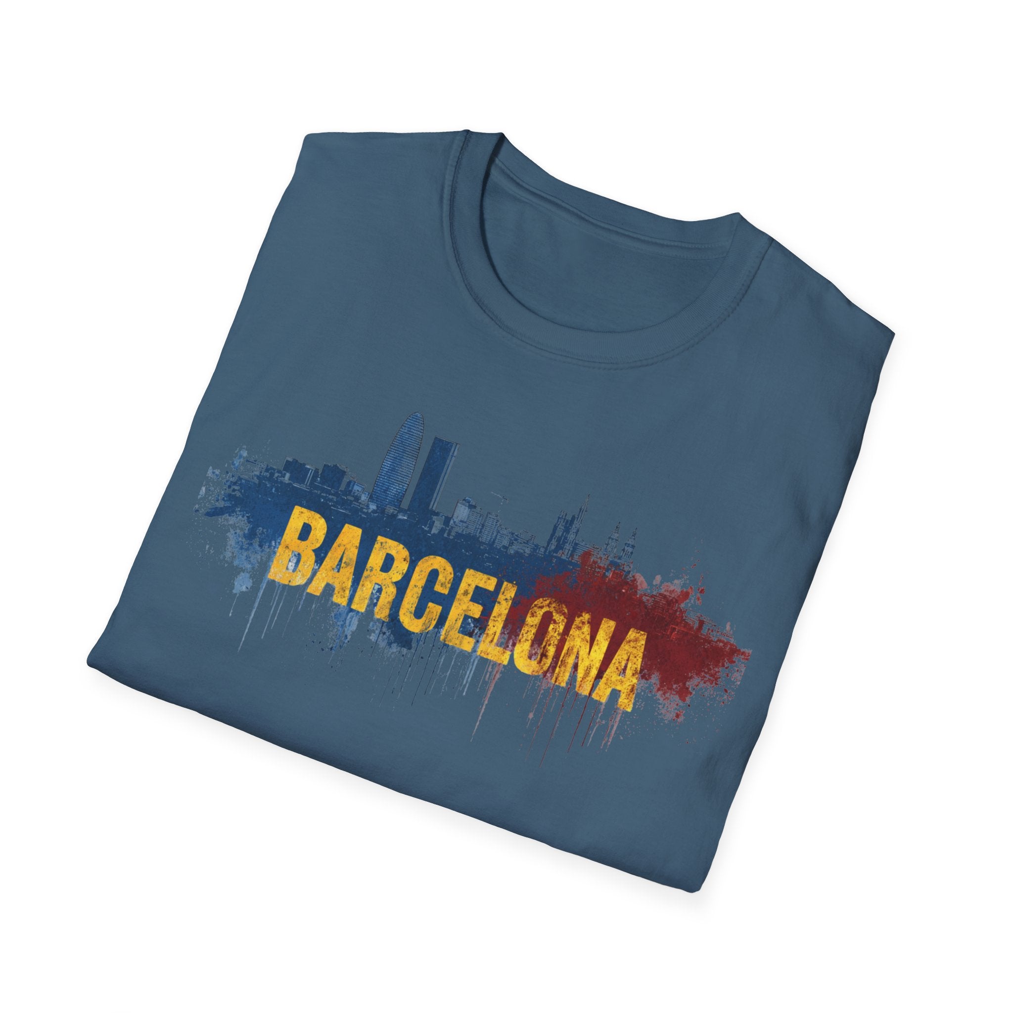 Barcelona skyline paint splash T-Shirt | Spanish city travel tee